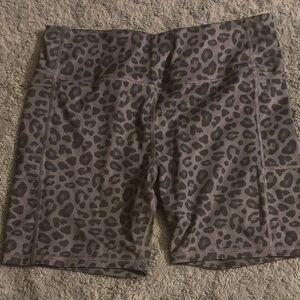 Athletic Works Gray Leopard Print Bike Shorts